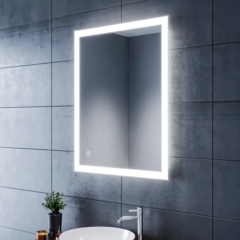SIRHONA Miroir LED Salle de Bains avec éclairage LED Miroir Muraux AVCE Anti-buée Fonction Cosmétiques Mural Lumière Illumination