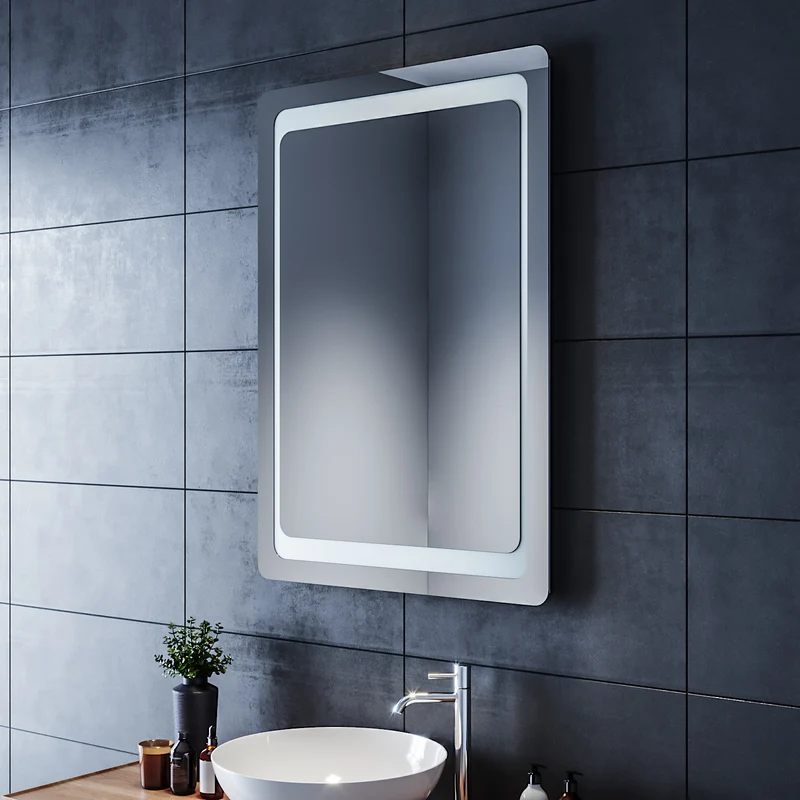 SIRHONA Miroir LED Salle de Bains avec éclairage LED Miroir Muraux AVCE Anti-buée Fonction Cosmétiques Mural Lumière Illumination