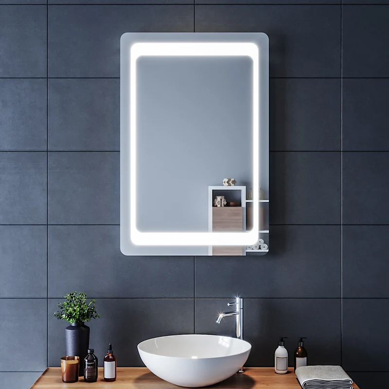 SIRHONA Miroir LED Salle de Bains avec éclairage LED Miroir Muraux AVCE Anti-buée Fonction Cosmétiques Mural Lumière Illumination