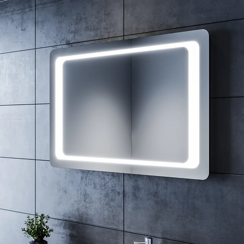 SIRHONA Miroir LED Salle de Bains avec éclairage LED Miroir Muraux AVCE Anti-buée Fonction Cosmétiques Mural Lumière Illumination