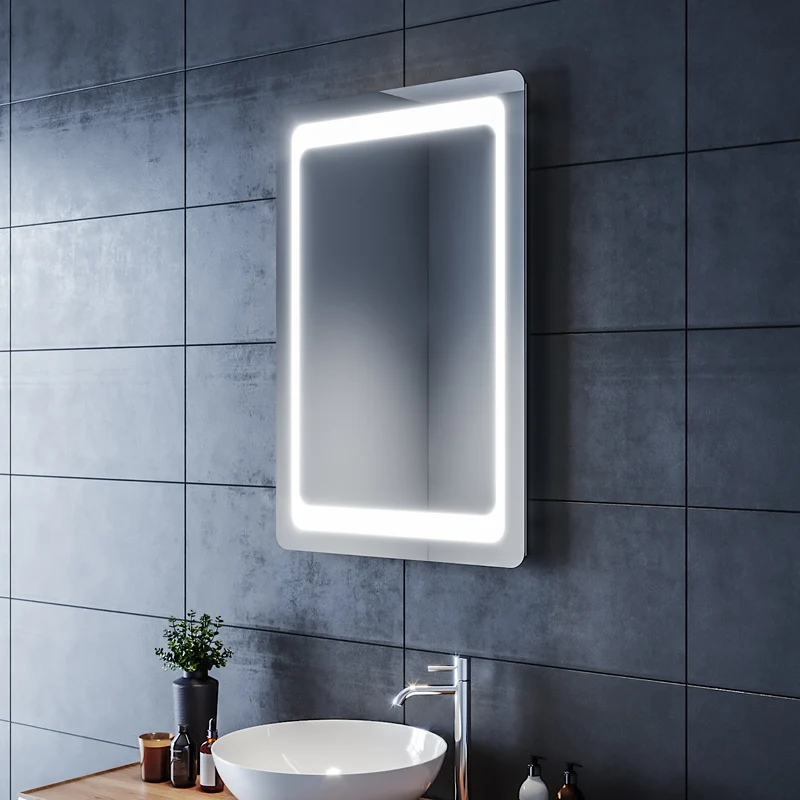 SIRHONA Miroir LED Salle de Bains avec éclairage LED Miroir Muraux AVCE Anti-buée Fonction Cosmétiques Mural Lumière Illumination