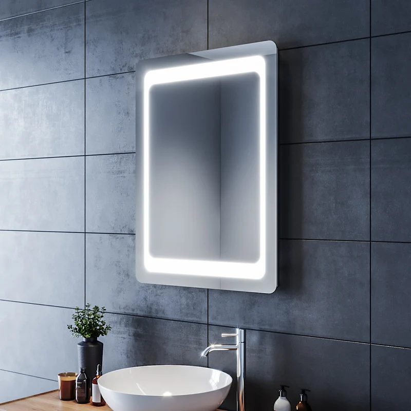 SIRHONA Miroir LED Salle de Bains avec éclairage LED Miroir Muraux AVCE Anti-buée Fonction Cosmétiques Mural Lumière Illumination