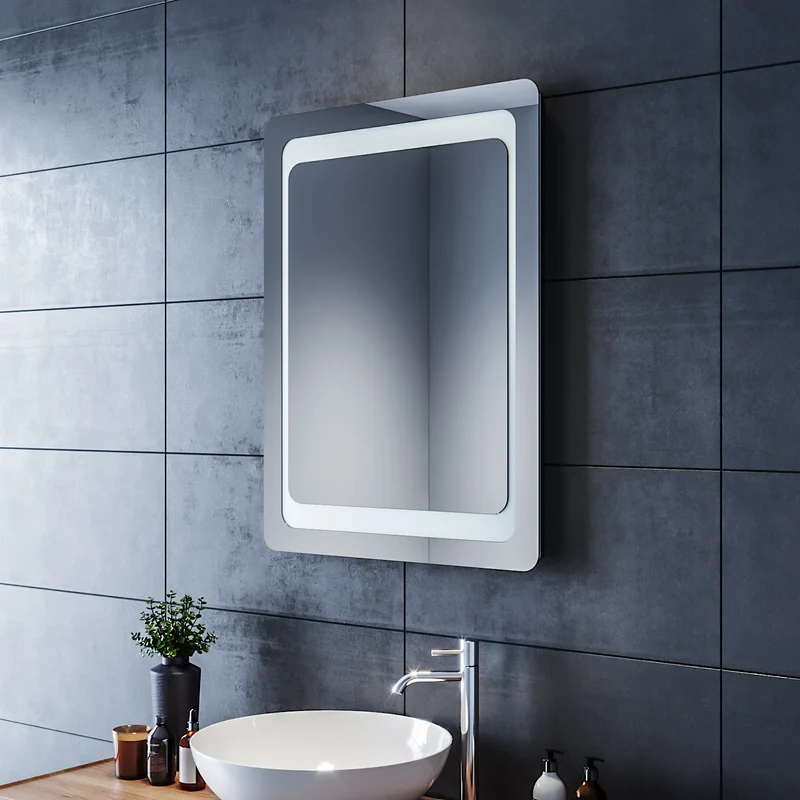 SIRHONA Miroir LED Salle de Bains avec éclairage LED Miroir Muraux AVCE Anti-buée Fonction Cosmétiques Mural Lumière Illumination