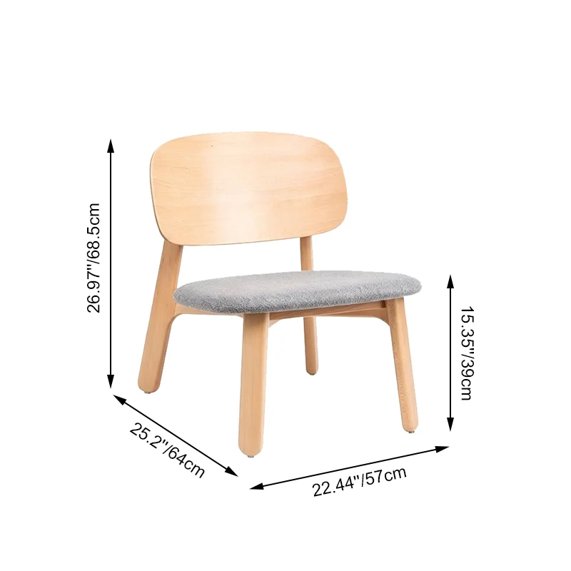 Modern Solid Beech Wood Side Chair Accent Chair - Minimalist Soft Fabric Upholstery, Comfortable Foam Cushion, Wide Backrest & Stable Reinforced Frame For Living Room