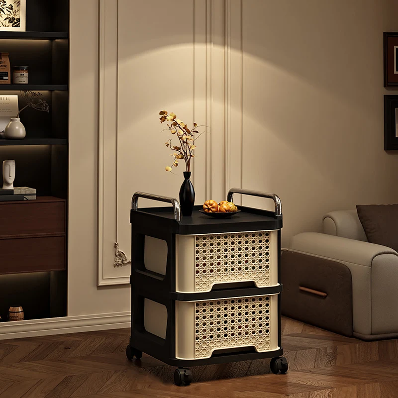 Modern Minimalist Rectangular PP Movable Floor-Standing Multi-Layer Storage Cabinet 2/3/4/5-Drawer For Living Room
