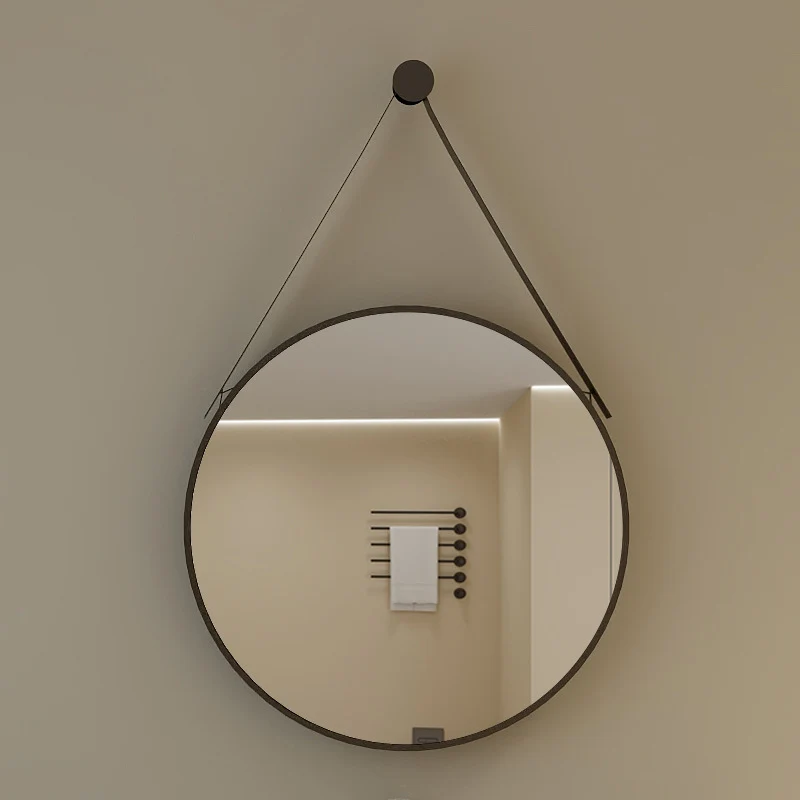 Modern Minimalist Round Aluminum Alloy Glass Wall Mirror Makeup Mirror For Bathroom