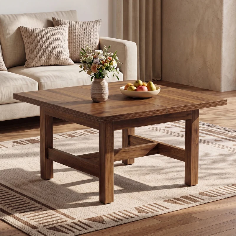 Tribesigns Table basse carrée 79 cm, Table de salon avec pieds robustes et grand plateau