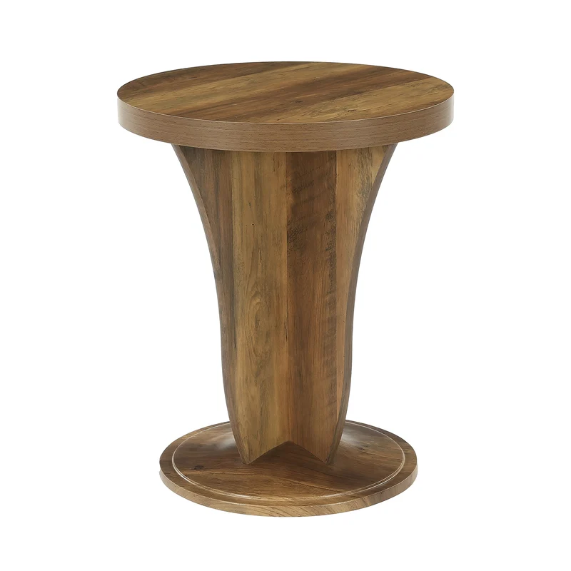 Tribesigns Table d'appoint ronde en bois pour salon, 50 cm de diamètre, Style champêtre, petite table de canapé marron