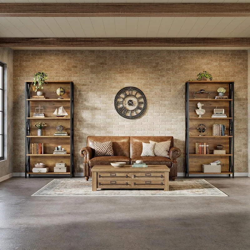 Tribesigns Bibliothèque de 180 cm de Haut, Bibliothèque à 6 étagères de Style Industriel avec Structure métallique géométrique