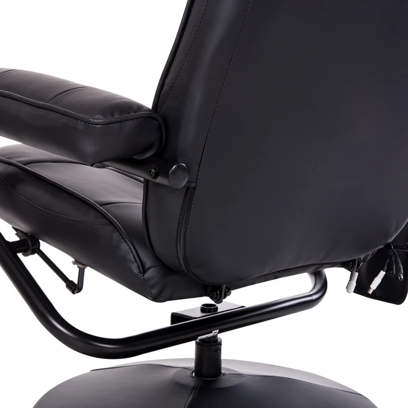 Fauteuil de massage et relaxation pivotant inclinable 77 x 84 x 95 cm 10 points repose-pieds inclus moderne en PU noir 21_0000804