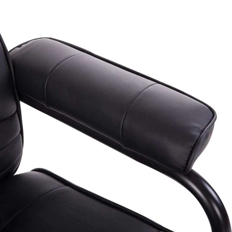 Fauteuil de massage et relaxation pivotant inclinable 77 x 84 x 95 cm 10 points repose-pieds inclus moderne en PU noir 21_0000804