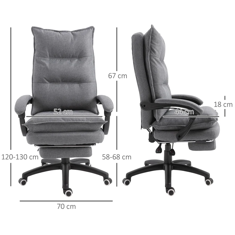 Fauteuil de bureau massant ergonomique 70 x 62 x 120 cm massage 6 points hauteur réglable moderne en polyester gris 21_0006173