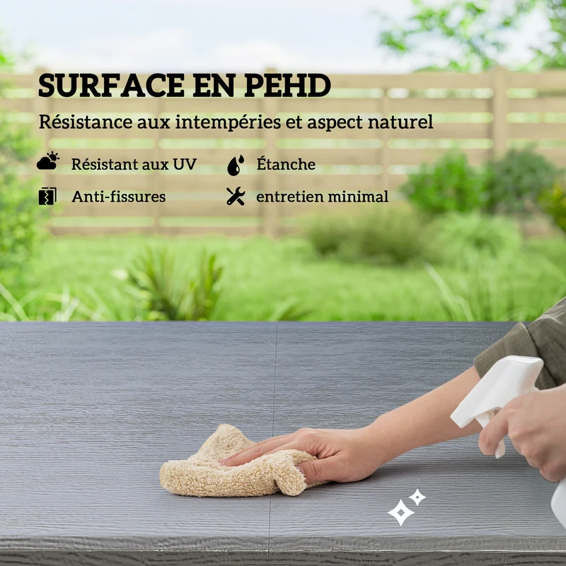 Ensemble jardin pliable 5 pièces table 118 x 60 x 74 cm réglable rangement utile moderne minimaliste en hdpe gris foncé 21_0005392