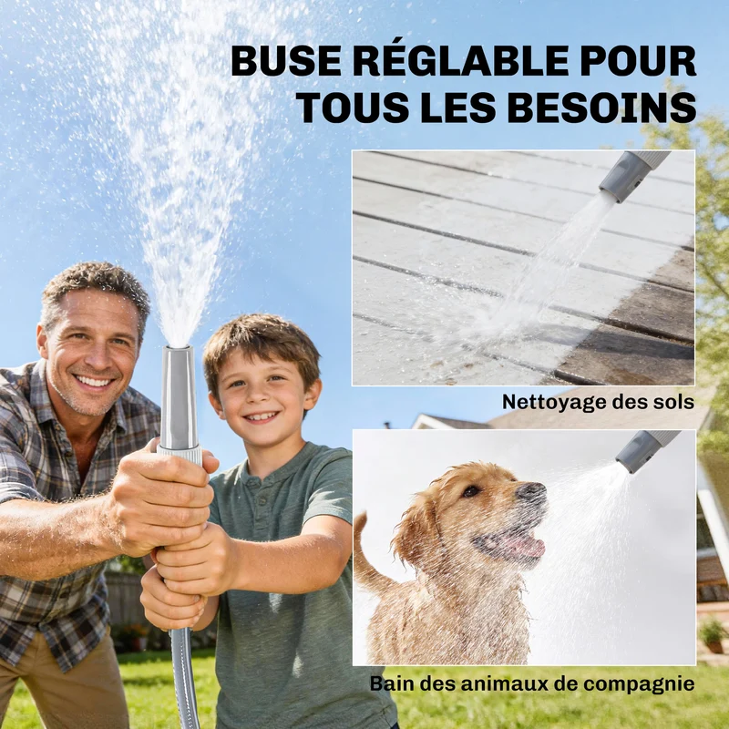 Enrouleur tuyau mural rétractable jardin 51 x 20 x 34 cm verrouillage automatique pivotant 180° moderne épuré en PP gris 21_0005594