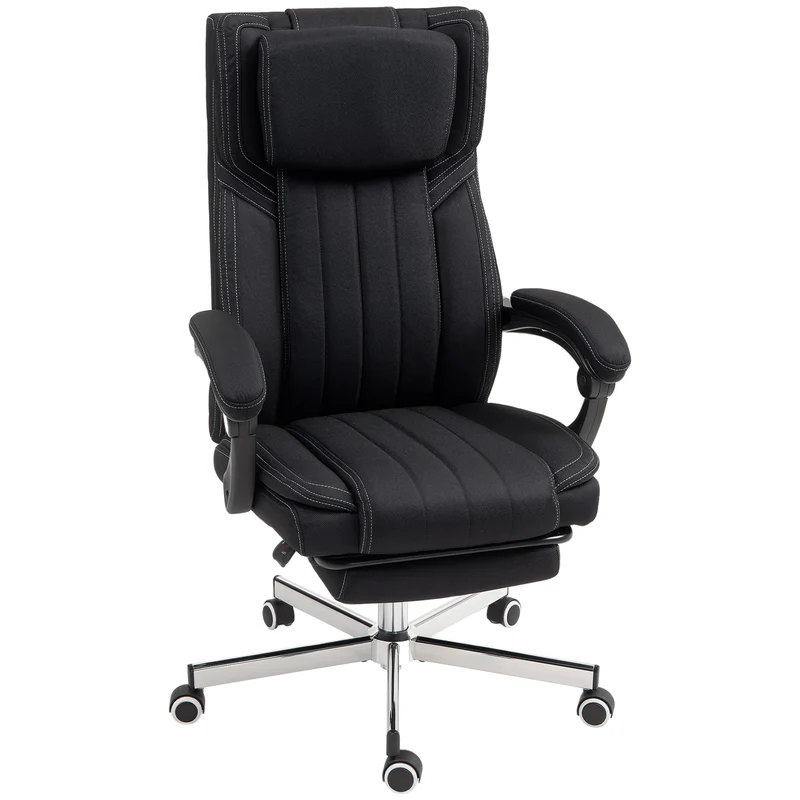 Chaise de bureau pivotante inclinable 65 x 61 x 113 cm ergonomique réglable moderne confort rembourré en polyester noir 21_0006233