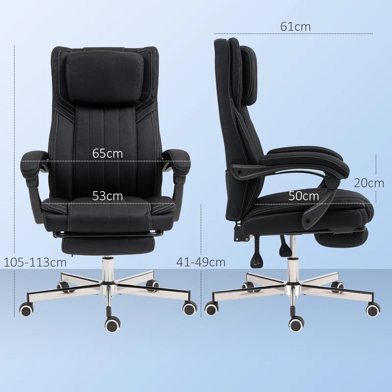 Chaise de bureau pivotante inclinable 65 x 61 x 113 cm ergonomique réglable moderne confort rembourré en polyester noir 21_0006233