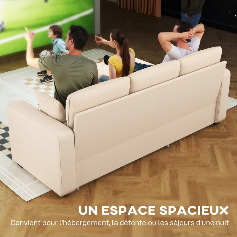 Canapé d'angle convertible 205 x 135 x 76 cm avec rangement caché et méridienne réversible épuré en velours côtelé beige 21_0003600