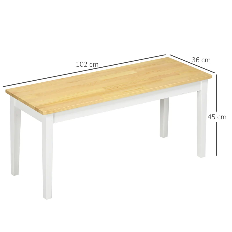 Banc 2 places entrée salon 102 x 36 x 45 cm assise patins antidérapants style épuré contemporain finitions en bois blanc 21_0002661