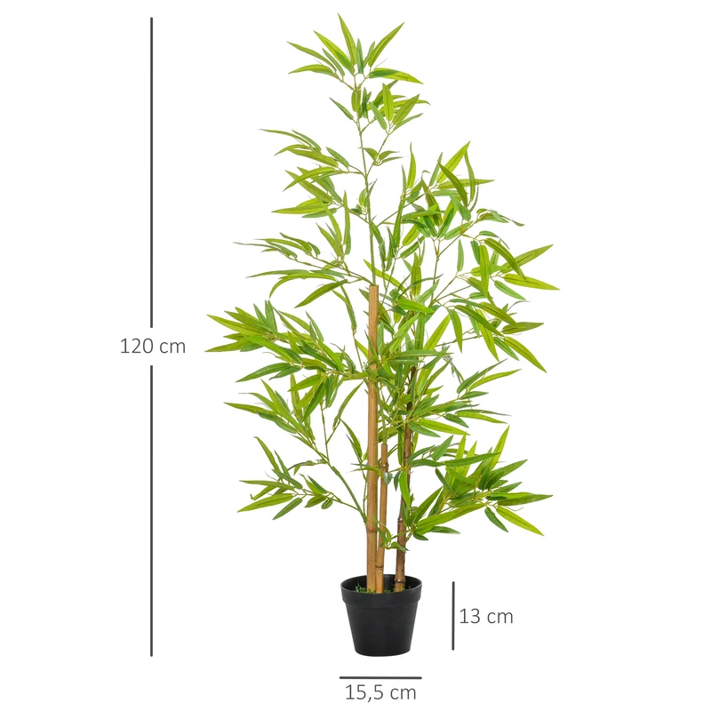 Bambou artificiel intérieur 120 x 30 x 30 cm 3 troncs pot inclus sans entretien aspect réaliste tendance en pe vert 21_0003954