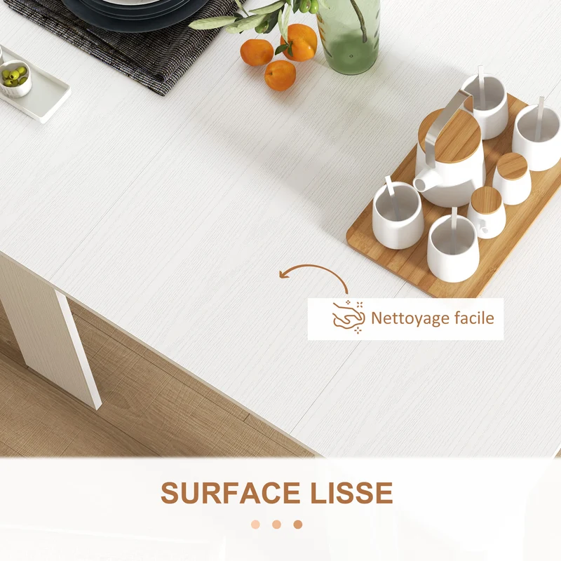 Table pliante extensible 180 x 85 x 75 cm 6 personnes pour petits espaces style moderne en panneau de particules blanc 21_0002283