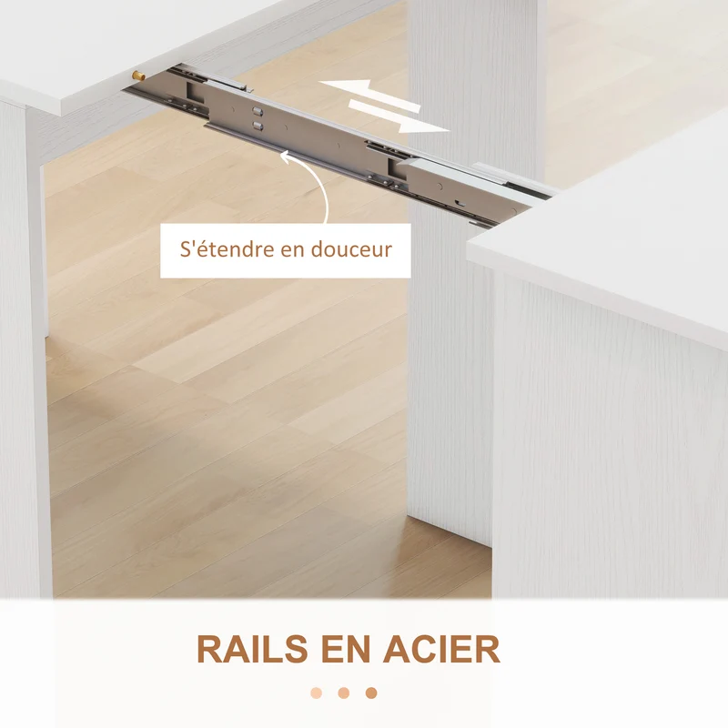 Table pliante extensible 180 x 85 x 75 cm 6 personnes pour petits espaces style moderne en panneau de particules blanc 21_0002283