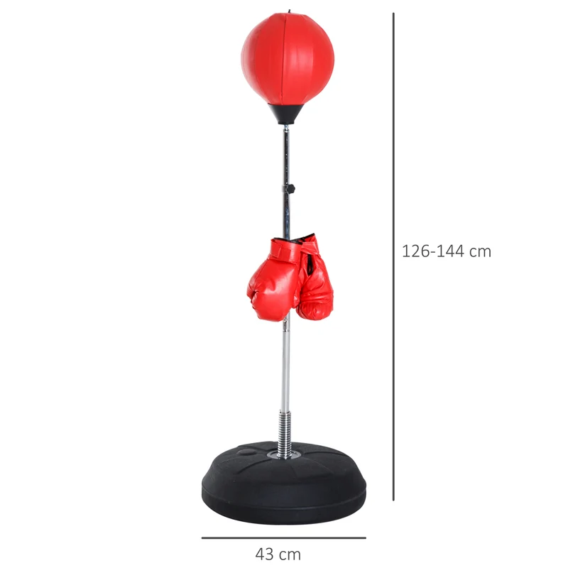 Sac de frappe sur pied entraînement boxe 43 x 43 x 126-144 cm réglable stable moderne en revêtement synthétique rouge 21_0006761