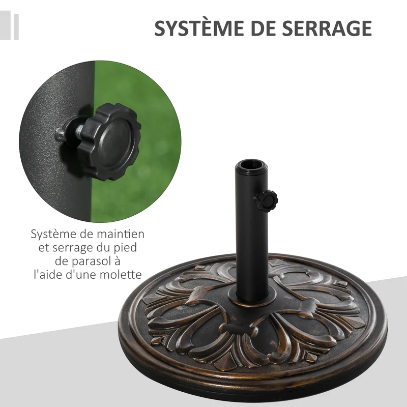 Pied de parasol rond 48 x 34 cm lestage ciment stabilité renforcée entretien design moderne pour terrasse en HDPE noir 21_0004994