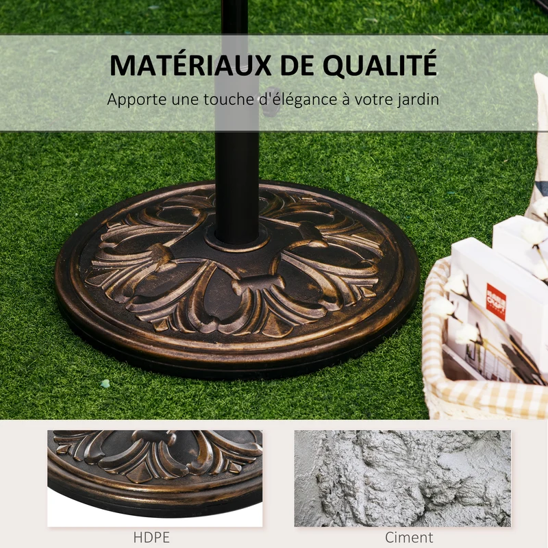 Pied de parasol rond 48 x 34 cm lestage ciment stabilité renforcée entretien design moderne pour terrasse en HDPE noir 21_0004994