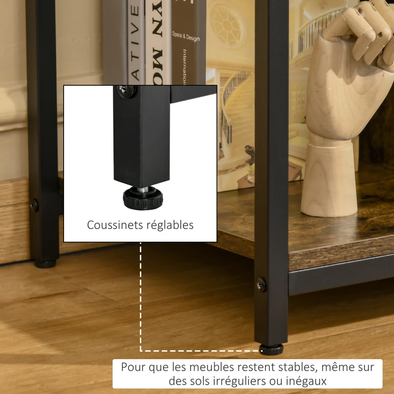 Meuble tv bas salon 110 x 40 x 50 cm rangements modulables étagères réglables style industriel en bois brun rustique 21_0003041