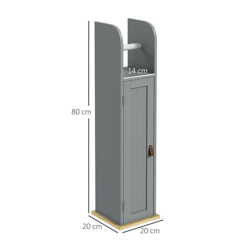 Meuble porte-papier colonne 20 x 20 x 80 cm gain de place placard étagères réglables style épuré contemporain en MDF gris 21_0001958