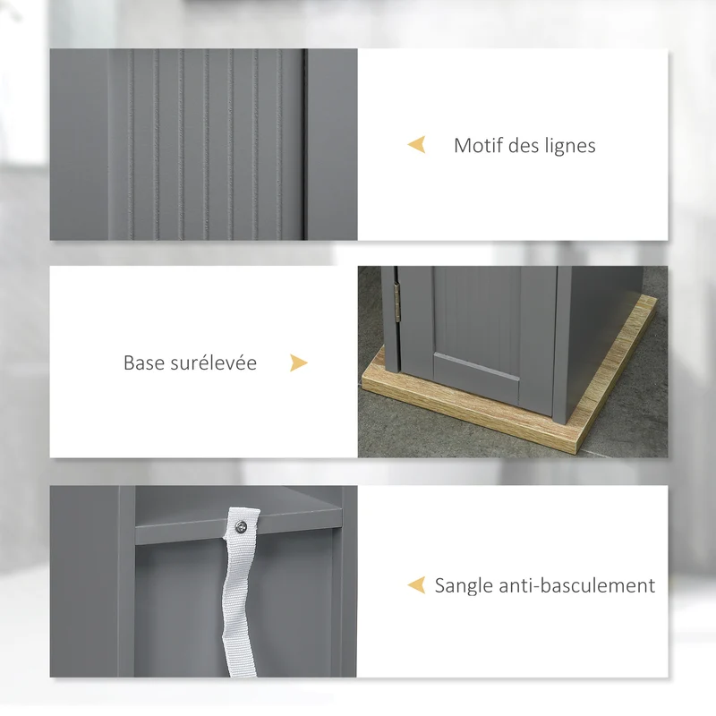 Meuble porte-papier colonne 20 x 20 x 80 cm gain de place placard étagères réglables style épuré contemporain en MDF gris 21_0001958