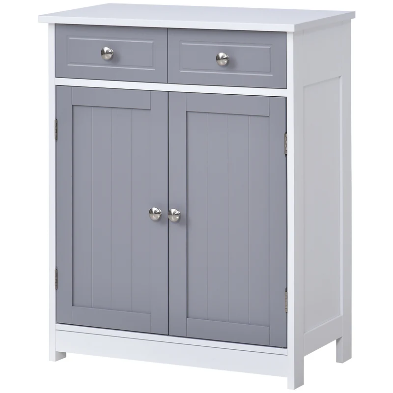 Meuble de salle de bain rangement 60 x 30 x 75 cm 2 tiroirs et étagère réglable moderne épuré finition mate en MDF blanc 21_0001875