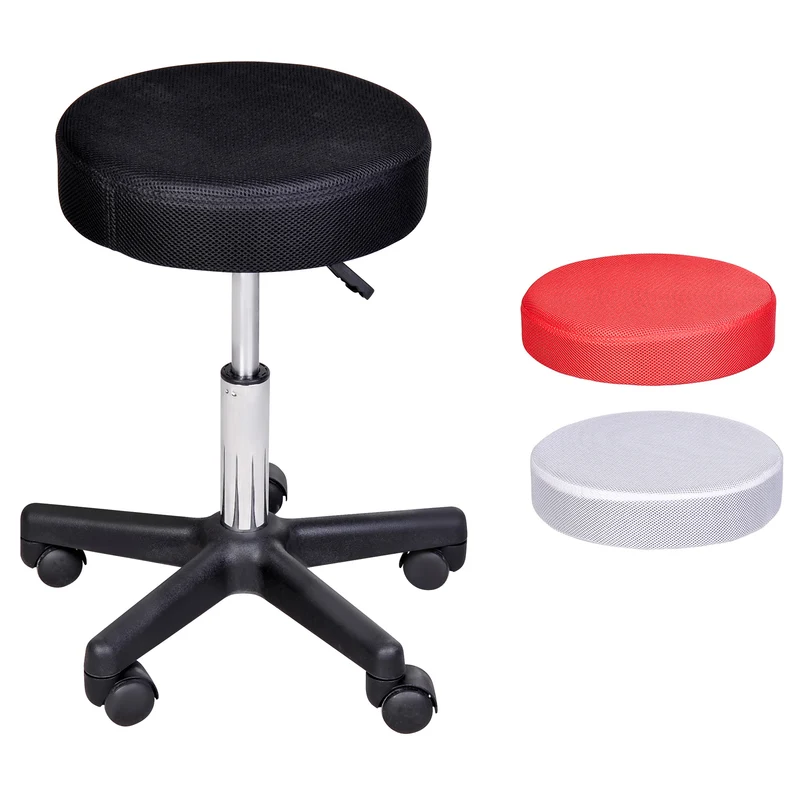 Lot de 2 tabourets de massage pour salon 48 x 48 x 54 cm hauteur réglable mobile moderne épuré en tissu en maille noir 21_0000783