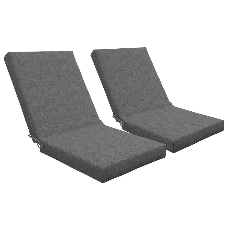 Lot de 2 coussins extérieurs pour chaise à dossier 112 x 51 x 8 cm maintien attaches style moderne en polyester gris foncé 21_0005191