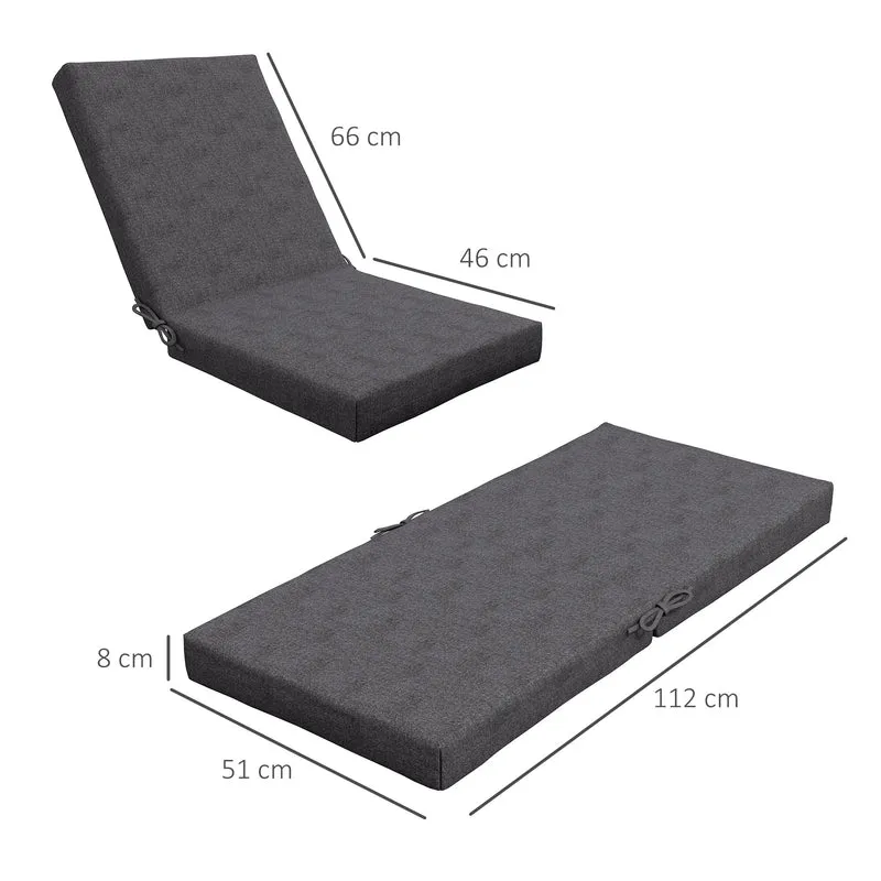 Lot de 2 coussins extérieurs pour chaise à dossier 112 x 51 x 8 cm maintien attaches style moderne en polyester gris foncé 21_0005191