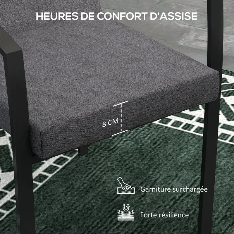 Lot de 2 coussins extérieurs pour chaise à dossier 112 x 51 x 8 cm maintien attaches style moderne en polyester gris foncé 21_0005191