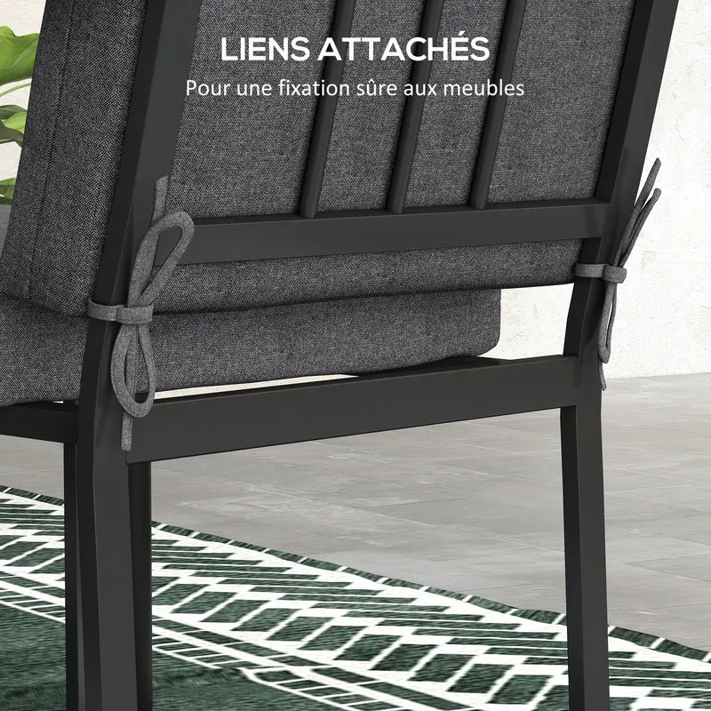 Lot de 2 coussins extérieurs pour chaise à dossier 112 x 51 x 8 cm maintien attaches style moderne en polyester gris foncé 21_0005191