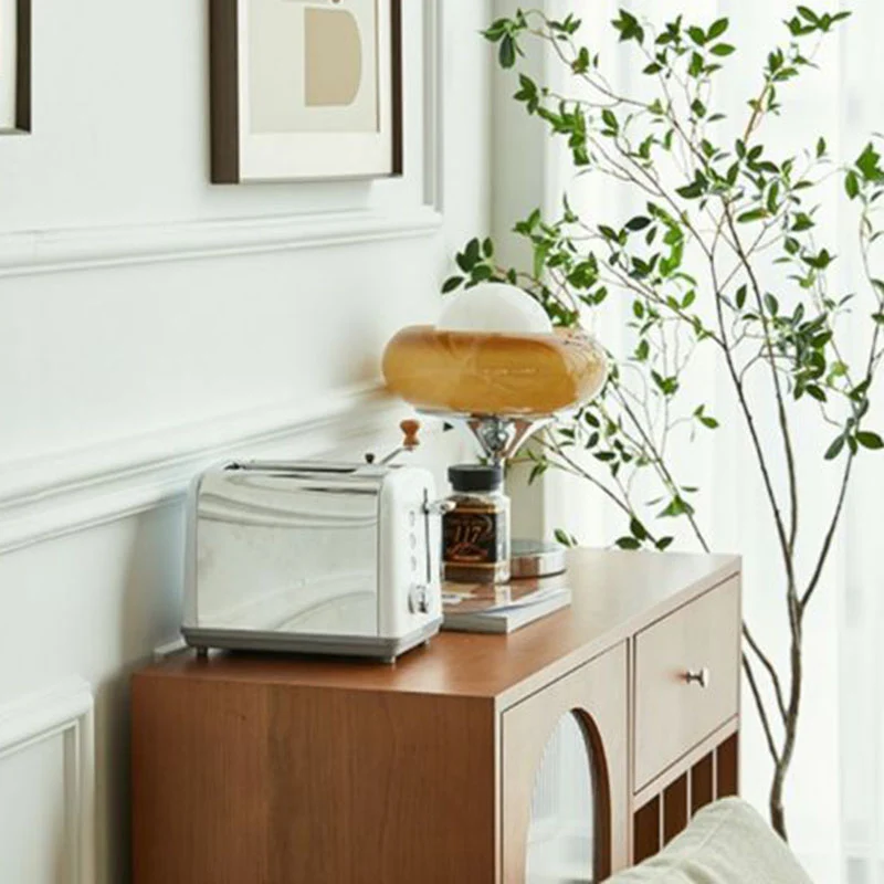 Contemporary Retro Rectangular Pine Wood Plywood Stainless Steel Glass Storage Cabinet 2/3-Tier For Living Room & Study