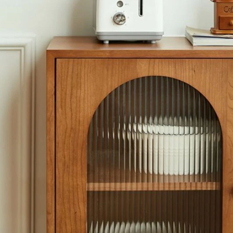 Contemporary Retro Rectangular Pine Wood Plywood Stainless Steel Glass Storage Cabinet 2/3-Tier For Living Room & Study