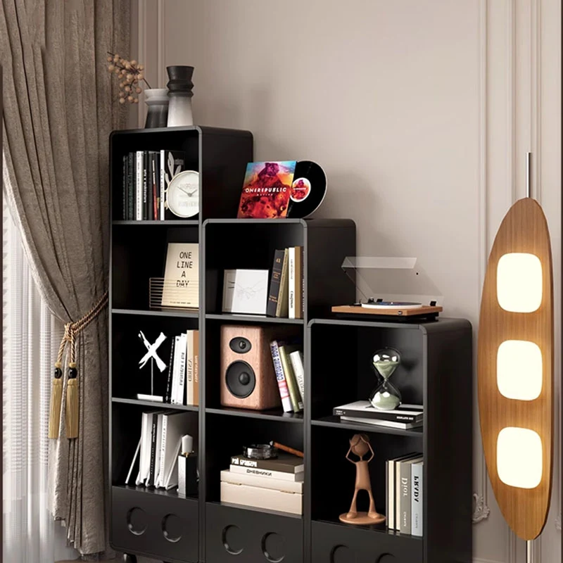 Contemporary Nordic Rectangular Arc Edge Ecological Board Plywood Display Storage Cabinet 3/4/5-Tier For Living Room
