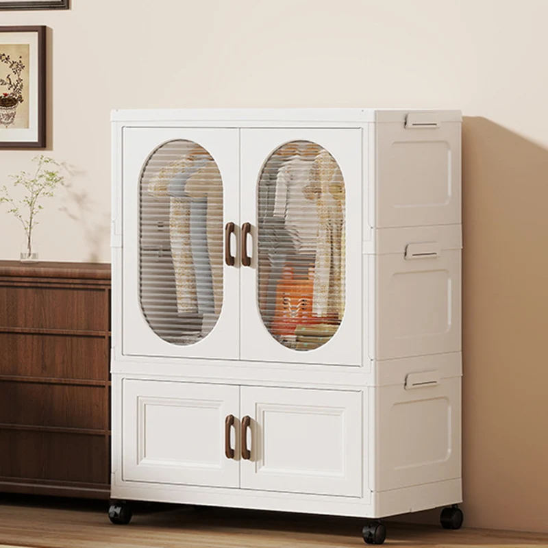 Modern Minimalist PP Rectangular Storage Cabinet Kids' Wardrobe For Bedroom & Living Room