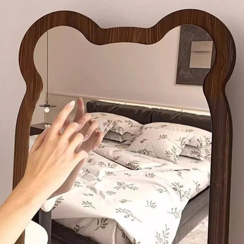Contemporary Creative Bear Shape Glass MDF Carbon Steel Full-Length Mirror Floor Stand For Living Room