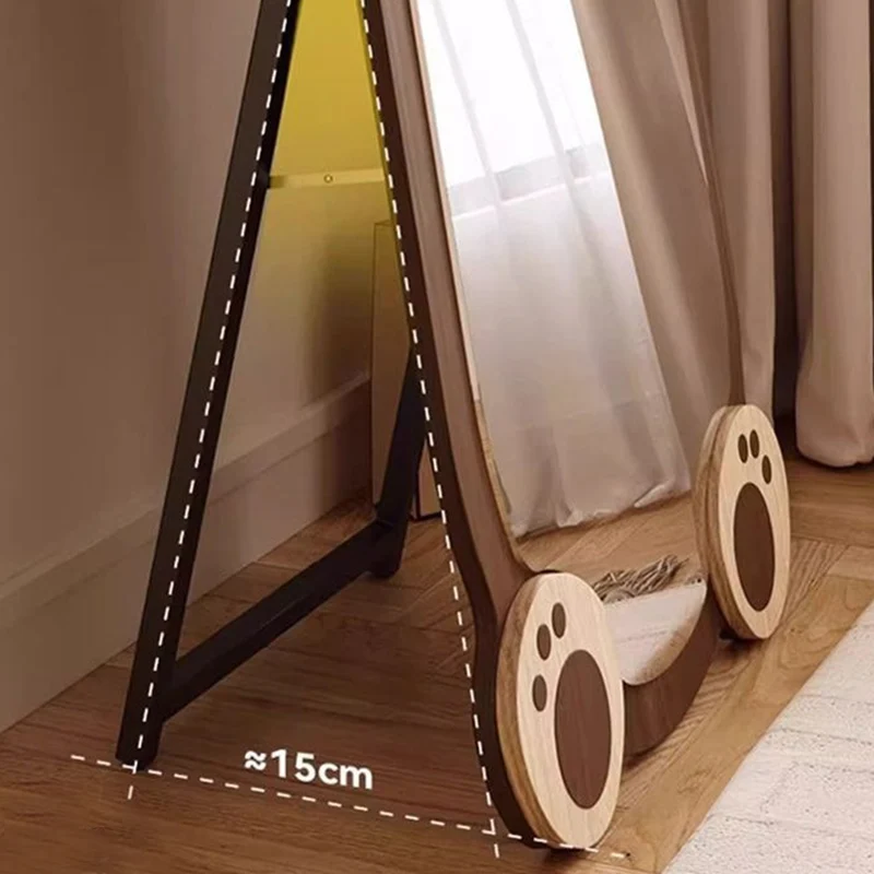 Contemporary Creative Bear Shape Glass MDF Carbon Steel Full-Length Mirror Floor Stand For Living Room