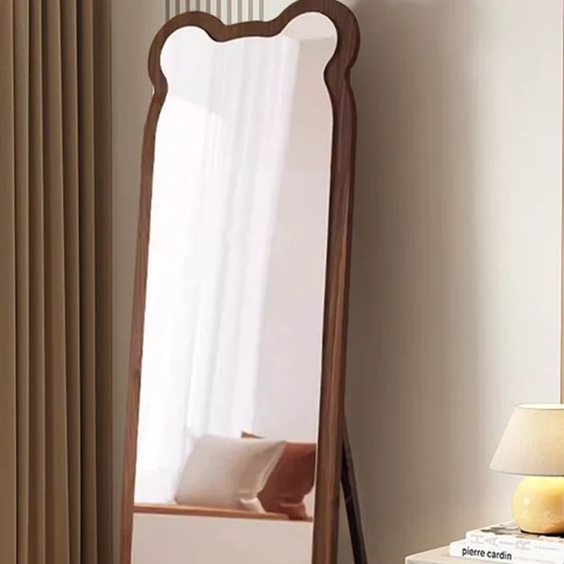 Contemporary Creative Bear Shape Glass MDF Carbon Steel Full-Length Mirror Floor Stand For Living Room