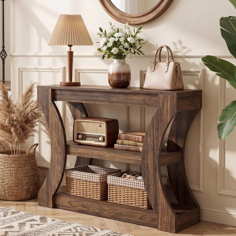 Tribesigns Console de 105 cm avec rangement, idéale pour l'entrée, Table basse étroite à placer derrière le canapé