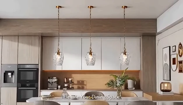 Tribesigns Suspension avec abat-jour en verre martelé, Hauteur réglable jusqu'à 152 cm, diamètre 22 cm, intensité variable, lampe de table à manger, douille E27