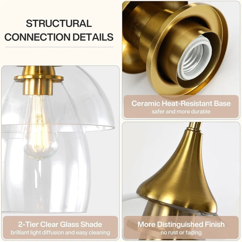 Tribesigns Suspension LED en verre, Lampe suspendue moderne pour table à manger avec double abat-jour en verre