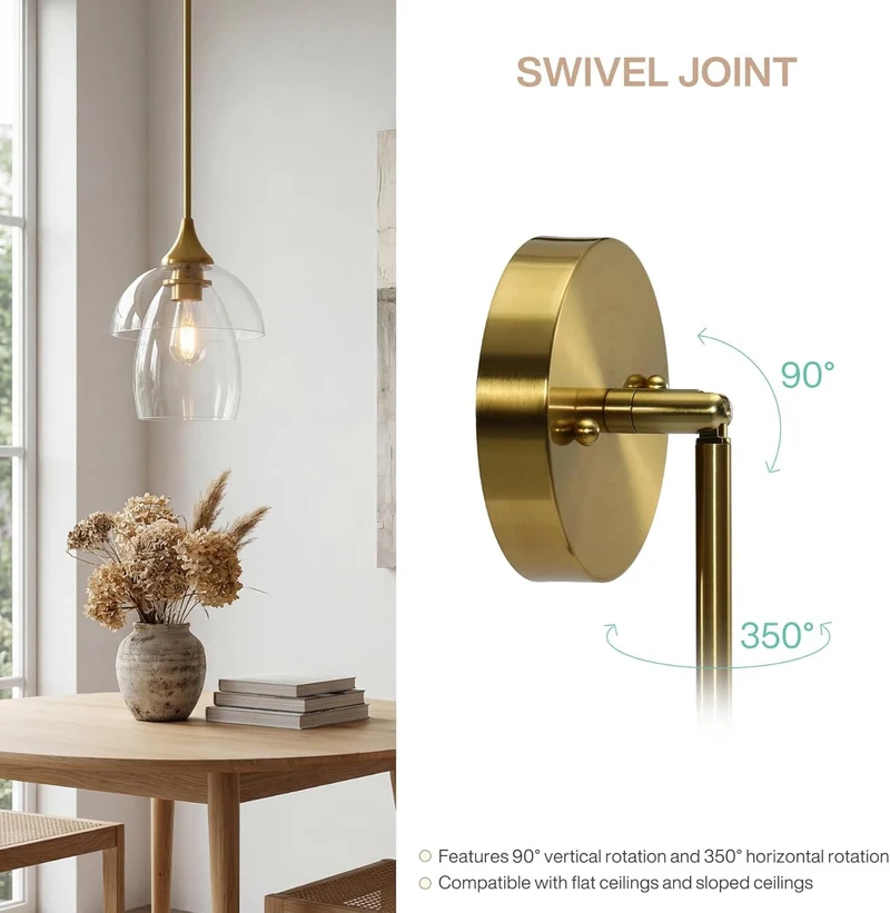 Tribesigns Suspension LED en verre, Lampe suspendue moderne pour table à manger avec double abat-jour en verre