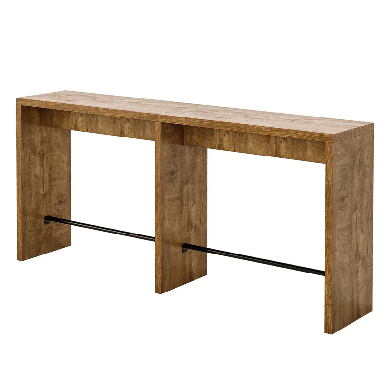 Tribesigns Table de bar 200 cm pour 4 à 6 personnes, Table haute de 95 cm avec repose-pieds en métal pour cuisine, salle à manger et bar