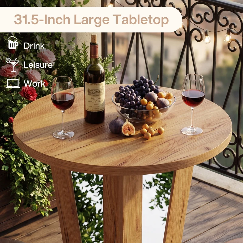 Tribesigns Table haute ronde de 80 cm de diamètre au design moderne de bar avec repose-pieds en métal